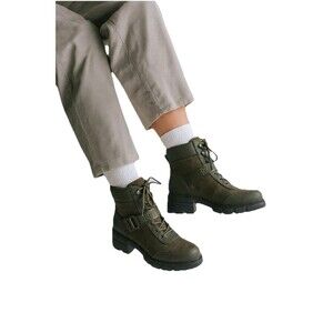 REDTOP Combat Boots Chunky Lug Sole Ankle Boots Lace Up Buckle Womens Sz 7.5